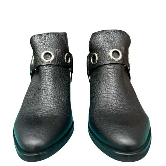 Kaanas Morelia Harness Grommet Open-Ankle Bootie Boot Black Leather Size 6.5 - Picture 5 of 10